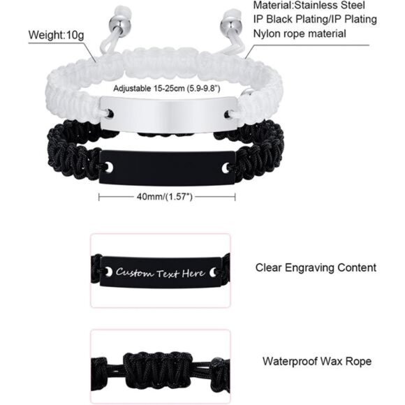 Matching Couples Bracelets for Women Men Long Distance Bracelets for Couples - Picture 3 of 7